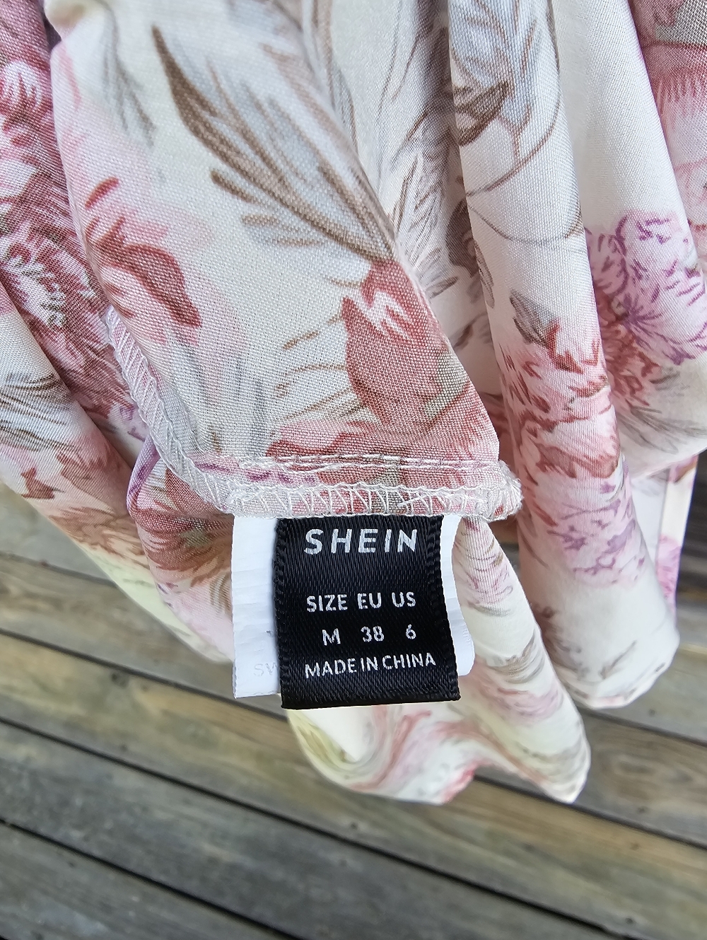 Shein Floral Lace Trim Midi Dress Size M Pink Boho Cottagecore - Picture 4 of 4